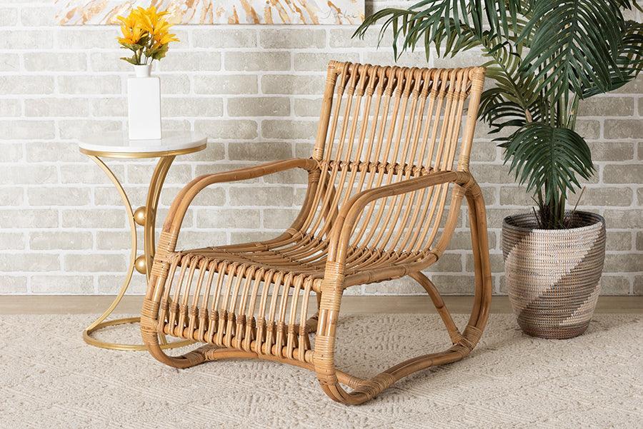 Blanca Modern Bohemian Natural Rattan Accent Chair FredCo