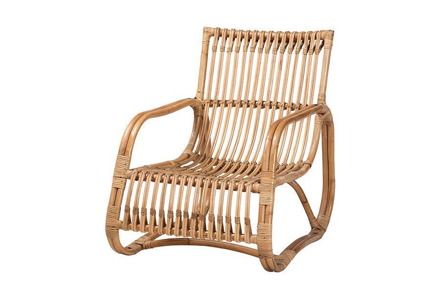 Blanca Modern Bohemian Natural Rattan Accent Chair FredCo