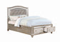 Bling Game Storage Bedroom Set Metallic Platinum Coaster Queen, 5 Piece FredCo