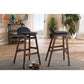 Bloom Mid-century Retro Modern Scandinavian Style Dark Blue Fabric Upholstered Walnut Wood Finishing 30-Inches Bar Stool FredCo