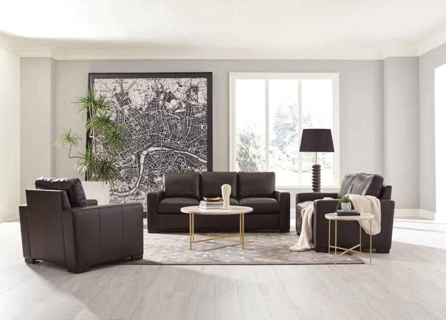Boardmead 2-piece Track Arms Living Room Set Dark Brown 506801-S2 Coaster FredCo