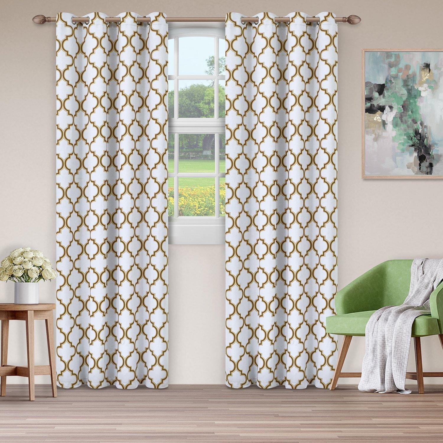 Bohemian Trellis Thermal Insulated Blackout Grommet Curtain Panel Set FredCo