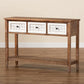 Bonilla Traditional and Rustic Two-Tone White and Walnut Brown Finished Wood 3-Drawer Console Table FredCo