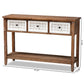 Bonilla Traditional and Rustic Two-Tone White and Walnut Brown Finished Wood 3-Drawer Console Table FredCo