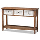 Bonilla Traditional and Rustic Two-Tone White and Walnut Brown Finished Wood 3-Drawer Console Table FredCo