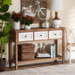Bonilla Traditional and Rustic Two-Tone White and Walnut Brown Finished Wood 3-Drawer Console Table FredCo