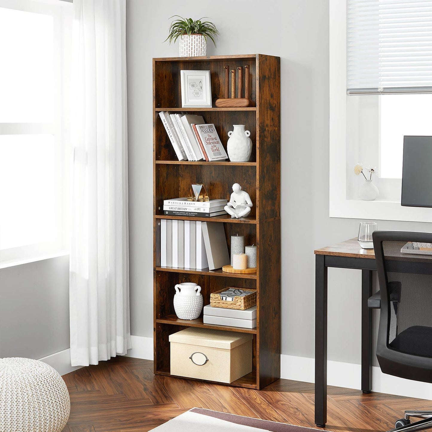 Bookshelf Rustic Brown 23.6in tall FredCo