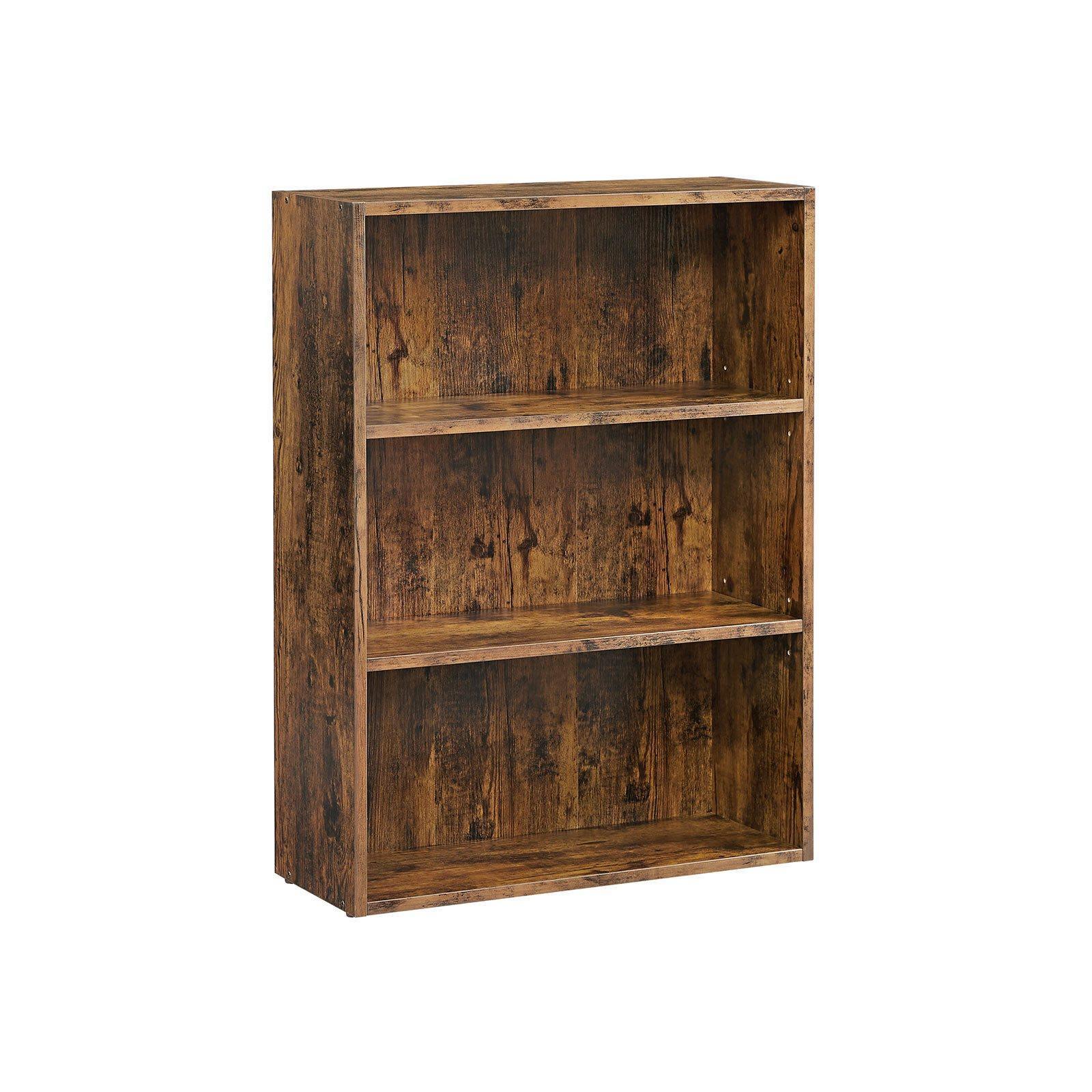 Bookshelf Rustic Brown, 3 Tier FredCo