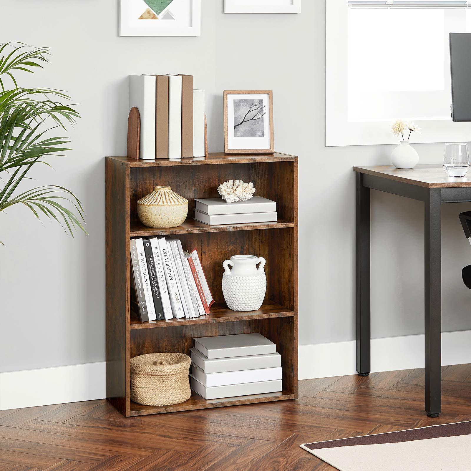 Bookshelf Rustic Brown, 3 Tier FredCo