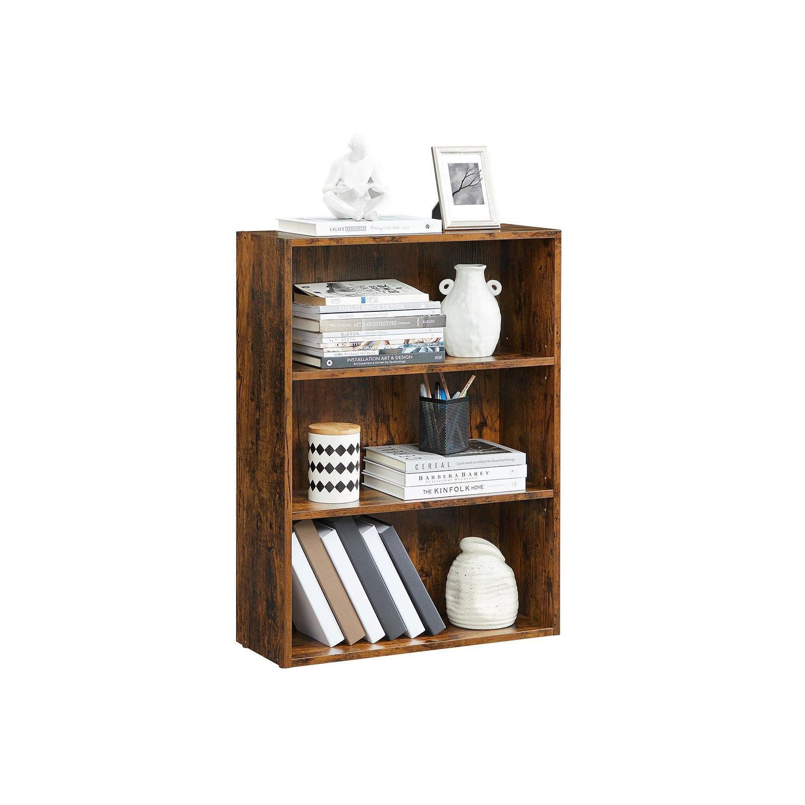Bookshelf Rustic Brown, 3 Tier FredCo