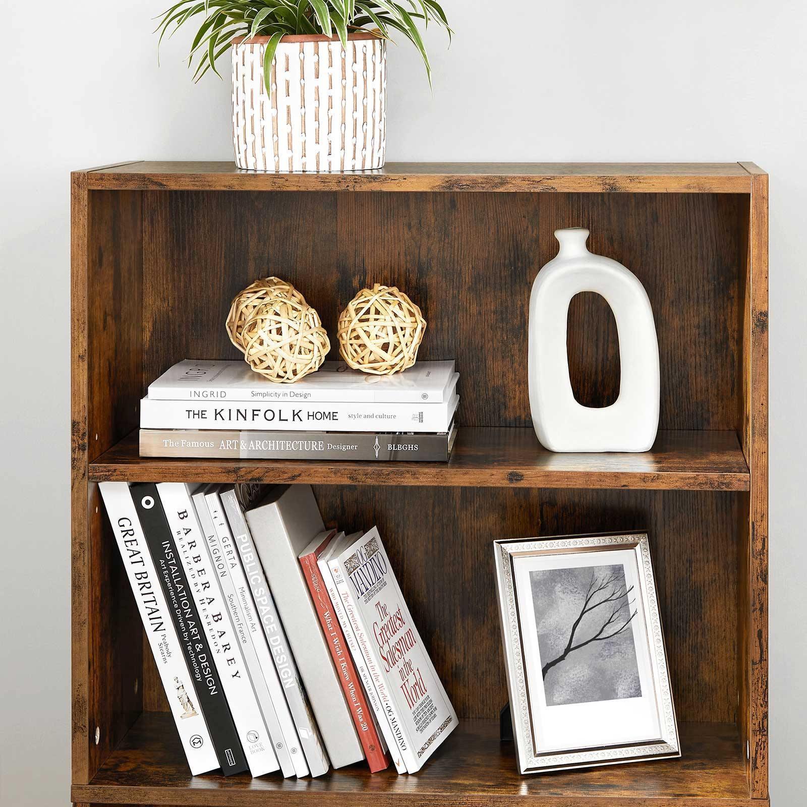 Bookshelf Rustic Brown 4 Shelf FredCo