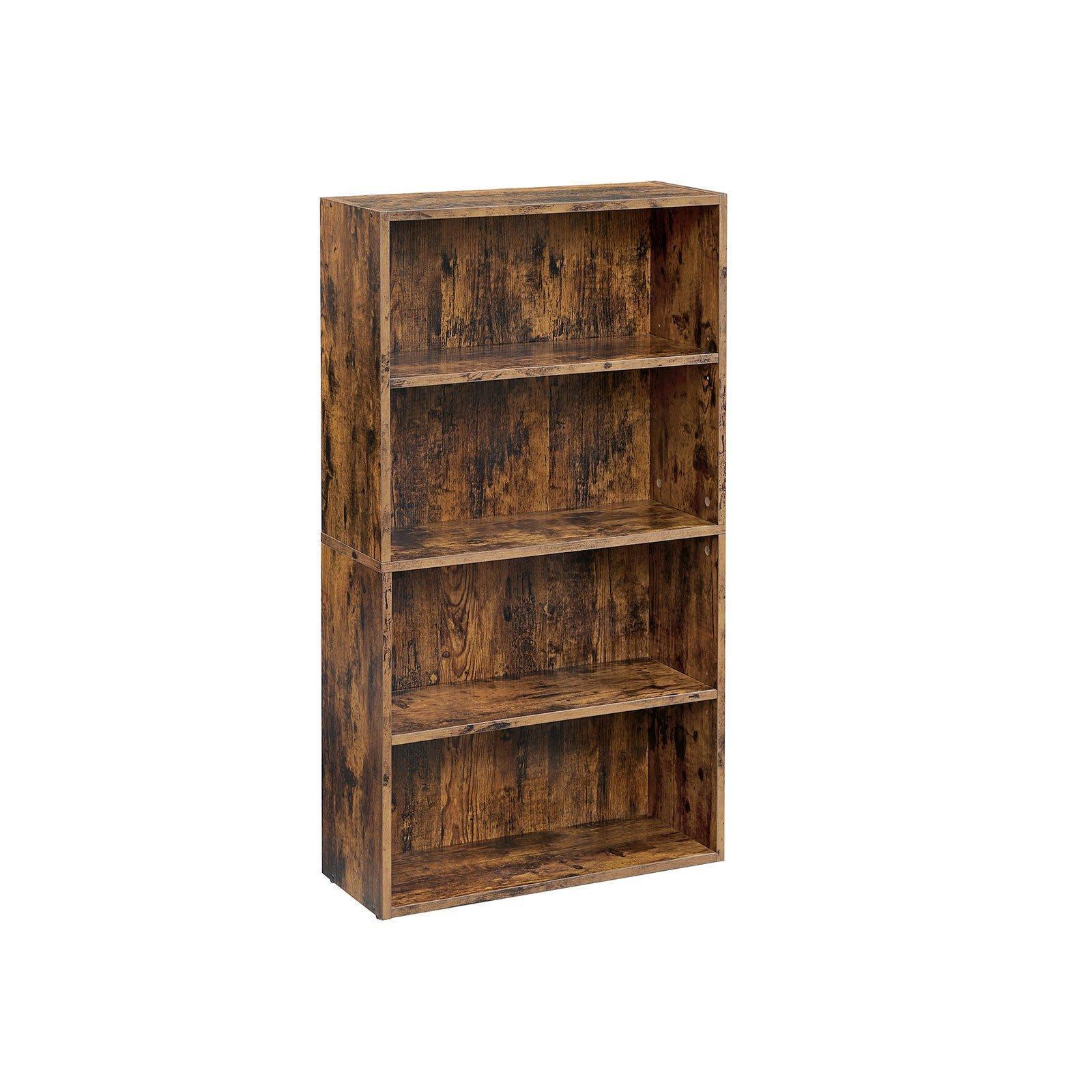 Bookshelf Rustic Brown 4 Shelf FredCo