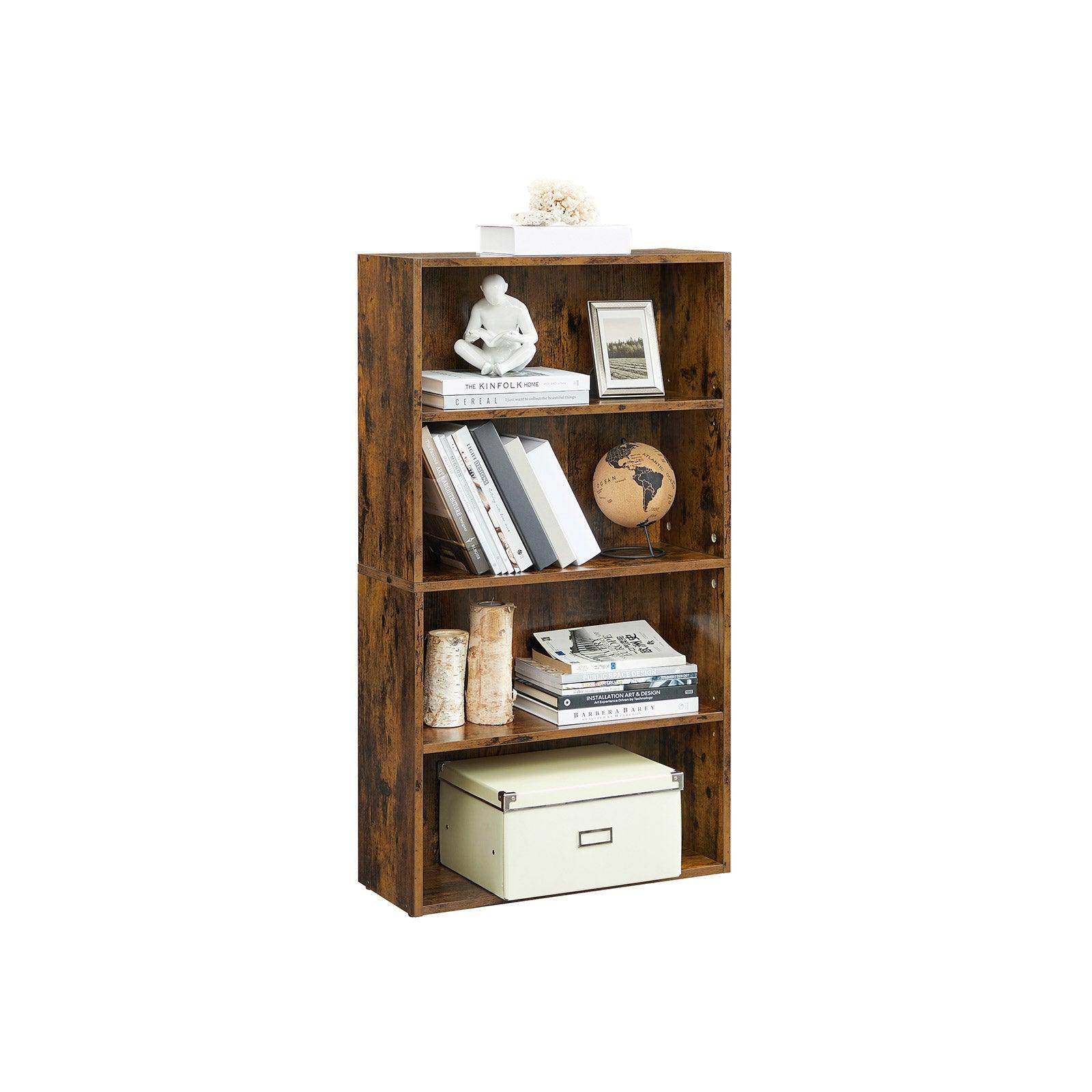 Bookshelf Rustic Brown 4 Shelf FredCo
