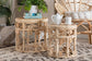 Bowie Modern Bohemian Natural Brown Rattan 2-Piece Nesting End Table Set FredCo