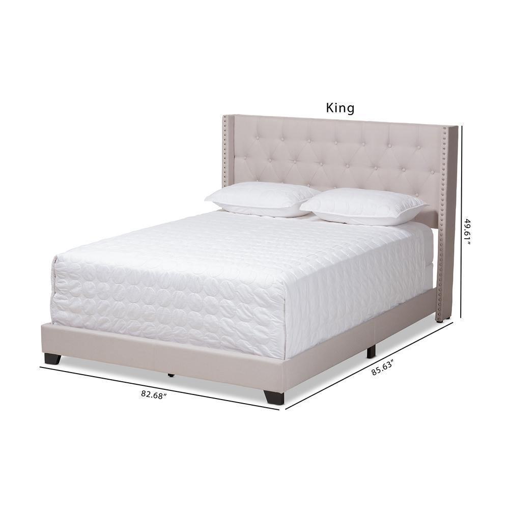 Brady Modern and Contemporary Beige Fabric Upholstered King Size Bed FredCo