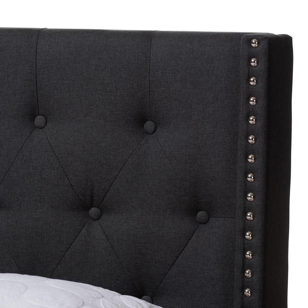 Brady Modern and Contemporary Charcoal Grey Fabric Upholstered King Size Bed FredCo