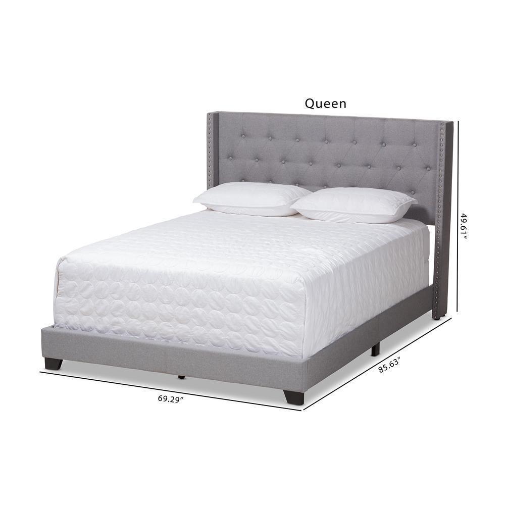 Brady Modern and Contemporary Light Grey Fabric Upholstered Full Size Bed FredCo