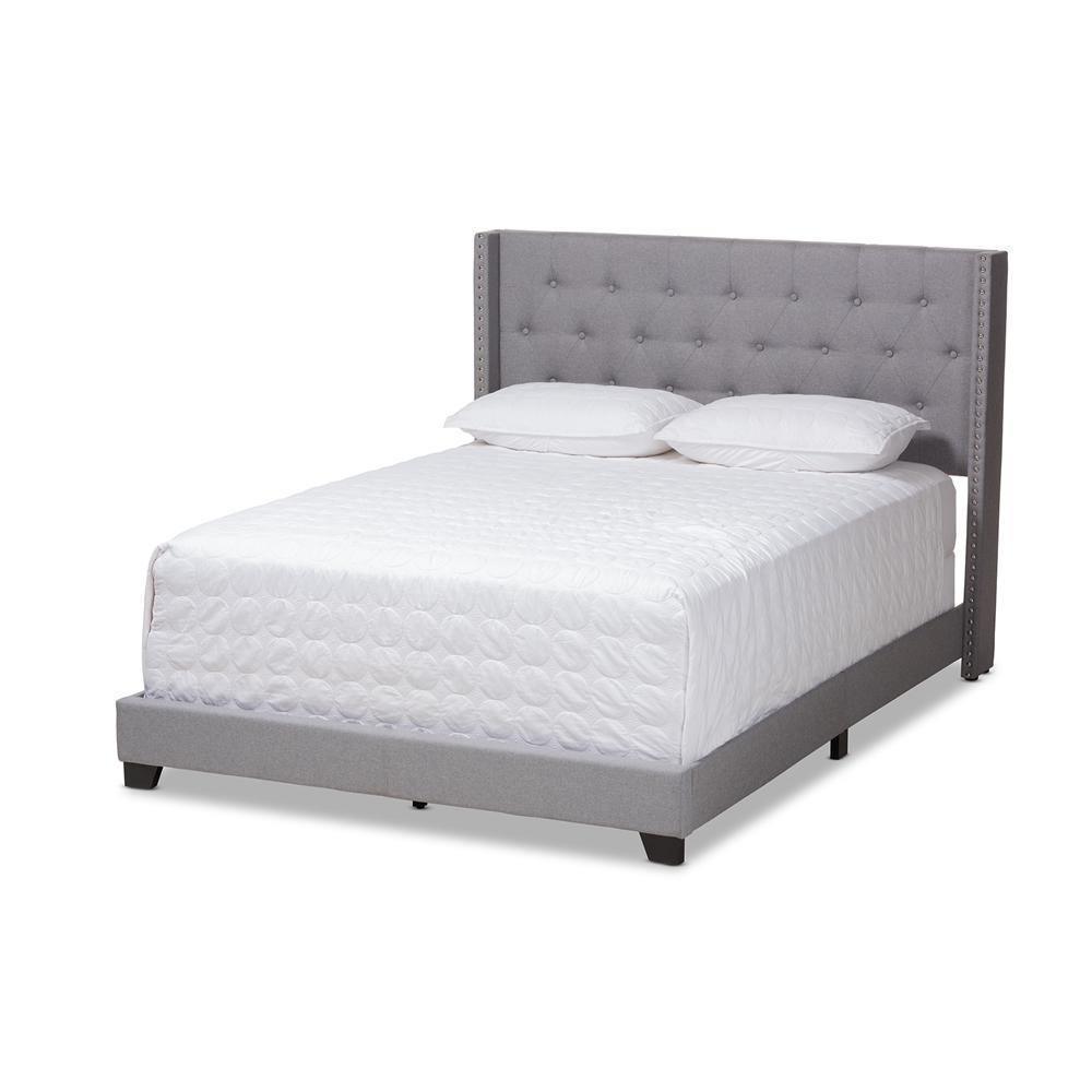 Brady Modern and Contemporary Light Grey Fabric Upholstered Full Size Bed FredCo