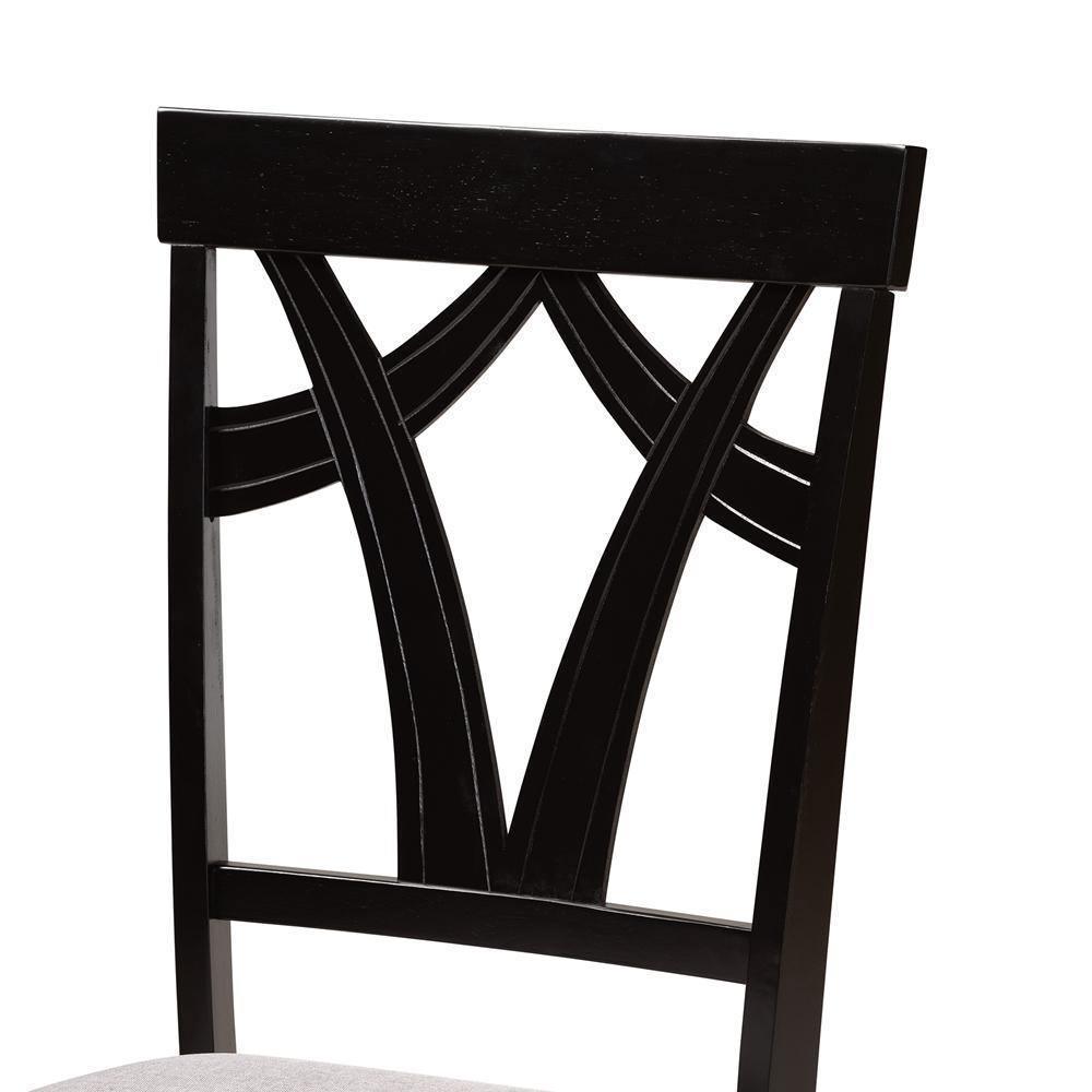 Branca Modern and Contemporary Grey Fabric Upholstered and Dark Brown Finished Wood 5-Piece Dining Set FredCo