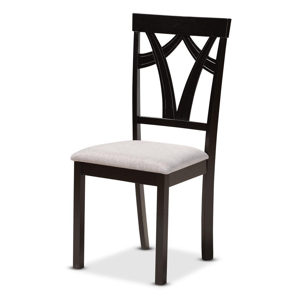 Branca Modern and Contemporary Grey Fabric Upholstered and Dark Brown Finished Wood 5-Piece Dining Set FredCo