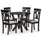 Branca Modern and Contemporary Grey Fabric Upholstered and Dark Brown Finished Wood 5-Piece Dining Set FredCo