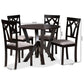 Branca Modern and Contemporary Grey Fabric Upholstered and Dark Brown Finished Wood 5-Piece Dining Set FredCo