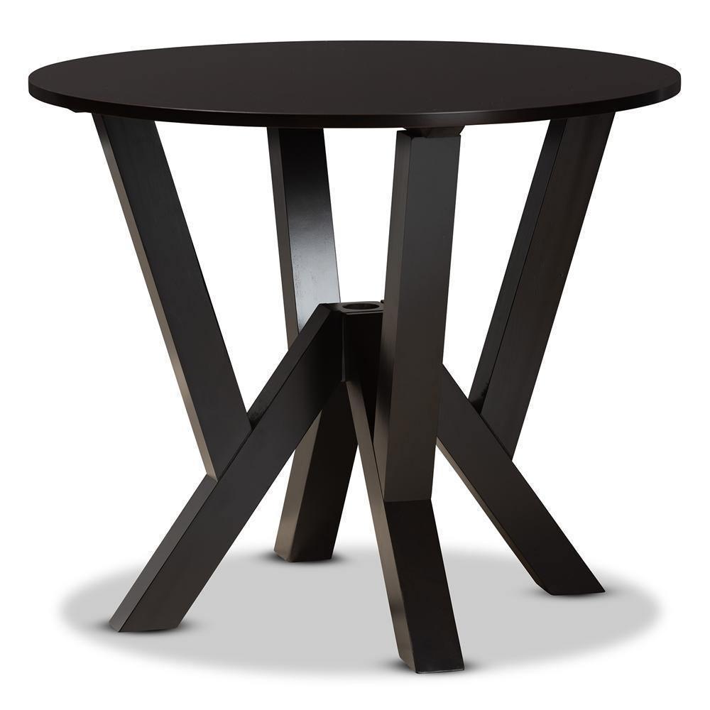 Branca Modern and Contemporary Grey Fabric Upholstered and Dark Brown Finished Wood 5-Piece Dining Set FredCo