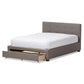 Brandy Modern and Contemporary Grey Fabric Upholstered King Size Platform Bed with Storage Drawer FredCo