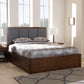 Brannigan Modern and Contemporary Dark Grey Fabric Upholstered Walnut Finished Queen Size Storage Platform Bed FredCo