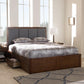 Brannigan Modern and Contemporary Dark Grey Fabric Upholstered Walnut Finished Queen Size Storage Platform Bed FredCo