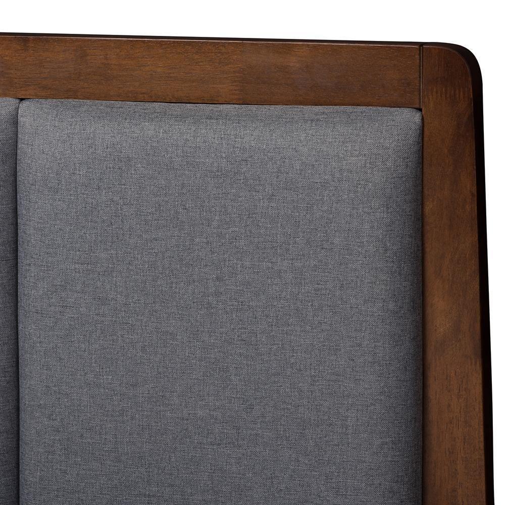 Brannigan Modern and Contemporary Dark Grey Fabric Upholstered Walnut Finished Queen Size Storage Platform Bed FredCo
