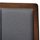 Brannigan Modern and Contemporary Dark Grey Fabric Upholstered Walnut Finished Queen Size Storage Platform Bed FredCo