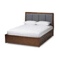 Brannigan Modern and Contemporary Dark Grey Fabric Upholstered Walnut Finished Queen Size Storage Platform Bed FredCo
