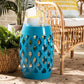 Branson Modern and Contemporary Blue Finished Metal Outdoor Side Table FredCo
