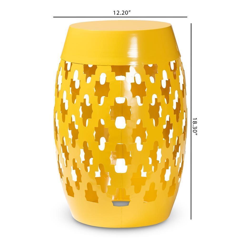 Branson Modern and Contemporary Yellow Finished Metal Outdoor Side Table FredCo