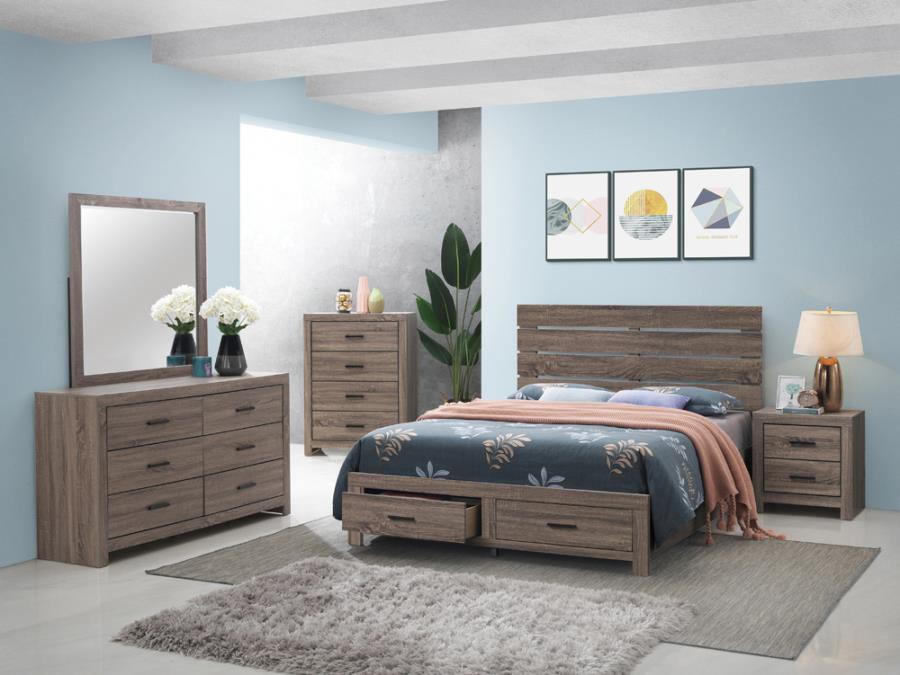 Brantford 4-piece Eastern King Storage Bedroom Set Barrel Oak Coaster FredCo