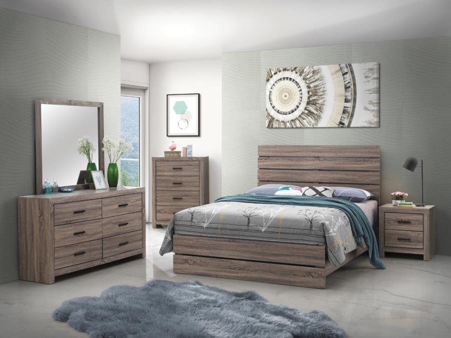 Brantford 5-piece Eastern King Panel Bedroom Set Barrel Oak Coaster FredCo