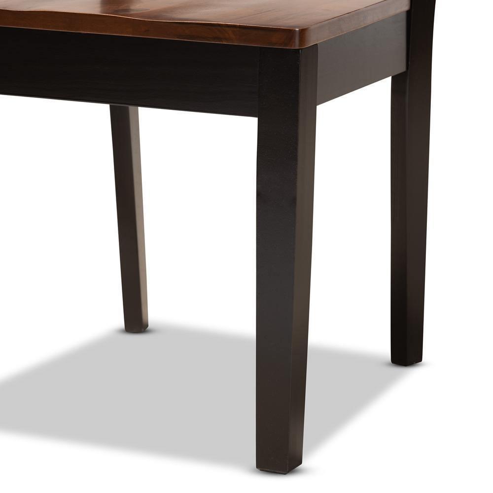 Brava Modern and Contemporary Two-Tone Dark Brown and Walnut Brown Finished Wood 5-Piece Dining Set FredCo