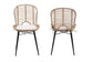 Brenna Modern Bohemian Greywashed Rattan and Black Metal Dining Chair FredCo
