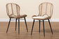 Brenna Modern Bohemian Greywashed Rattan and Black Metal Dining Chair FredCo
