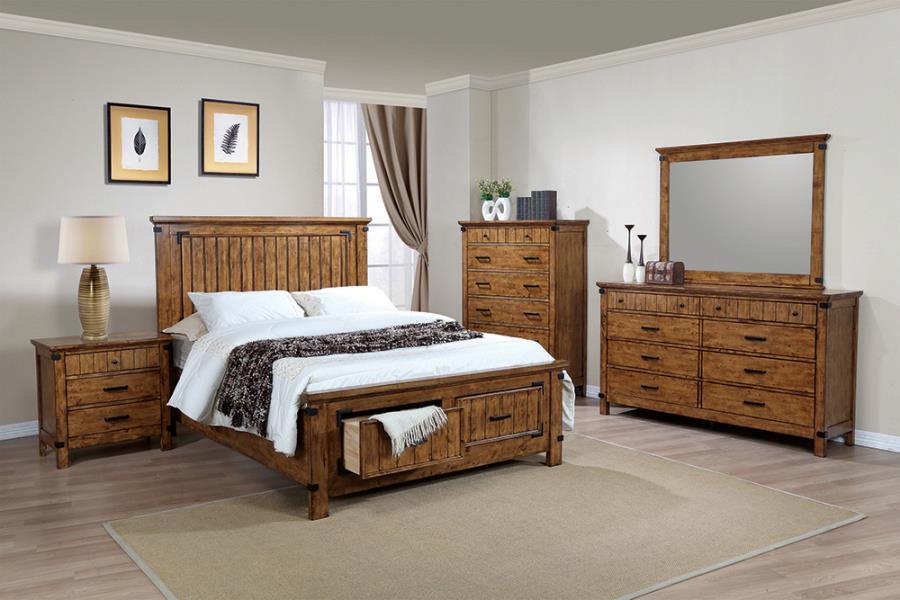 Brenner Storage Bedroom Set Rustic Honey Coaster Full, 5 Piece FredCo