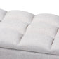Brette Mid-Century Modern Grayish Beige Fabric Upholstered Dark Brown Finished Wood Storage Bench Ottoman FredCo