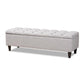 Brette Mid-Century Modern Grayish Beige Fabric Upholstered Dark Brown Finished Wood Storage Bench Ottoman FredCo