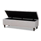 Brette Mid-Century Modern Grayish Beige Fabric Upholstered Dark Brown Finished Wood Storage Bench Ottoman FredCo