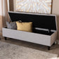 Brette Mid-Century Modern Grayish Beige Fabric Upholstered Dark Brown Finished Wood Storage Bench Ottoman FredCo