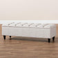 Brette Mid-Century Modern Light Blue Fabric Upholstered Dark Brown Finished Wood Storage Bench Ottoman FredCo