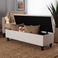 Brette Mid-Century Modern Light Blue Fabric Upholstered Dark Brown Finished Wood Storage Bench Ottoman FredCo