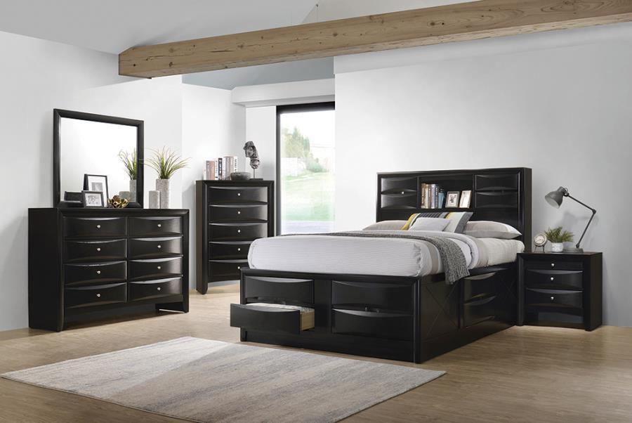 Briana Storage Bedroom Set with Bookcase Headboard Black Coaster Queen, 4 Piece FredCo