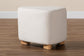 Brielle Modern and Contemporary Ivory Boucle Upholstered and Natural Brown Finished Wood Ottoman FredCo