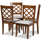 Brigitte Modern and Contemporary Grey Fabric Upholstered and Walnut Brown Finished Wood 4-Piece Dining Chair Set FredCo
